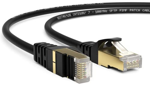 1m CAT 7 Netzwerkkabel Gigabit Ethernet LAN Kabel - 10Gbit/s - Patchkabel - Flexibles Cat.7 Rohkabel S FTP Schirmung mit RJ 45 Stecker Vergoldet - für Router, Modem,Switch, PS4, PS5, Access Point
