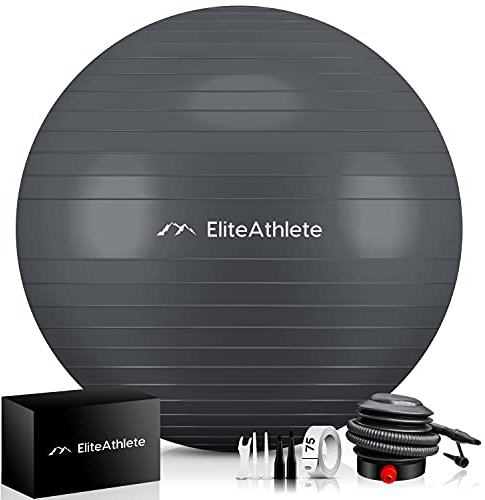 EliteAthlete Gymnastikball Sitzball Büro ergonomisch mit Anti Burst System - Fitness Pilates Schwangerschaft - Schwangerschaftsball Fitnessball Yogaball - Yoga Ball inkl. Luftpumpe