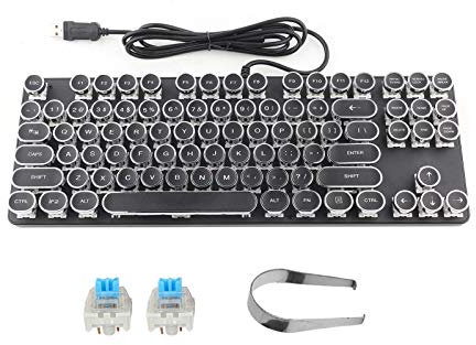 Sxhlseller Tastatur, Hochleistungs-Plug-and-Play-Punk-Tastatur 917 mit Vintage-Rundkappe für PUBG-Internetcafés Computerzubehör