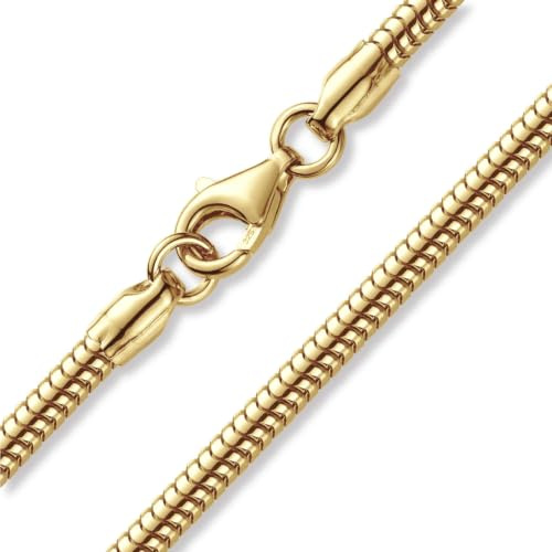 MATERIA 925 Silber Schlangenkette Gold - Damen Halskette Collier vergoldet 2,7mm in 40-80 cm + Box #K54