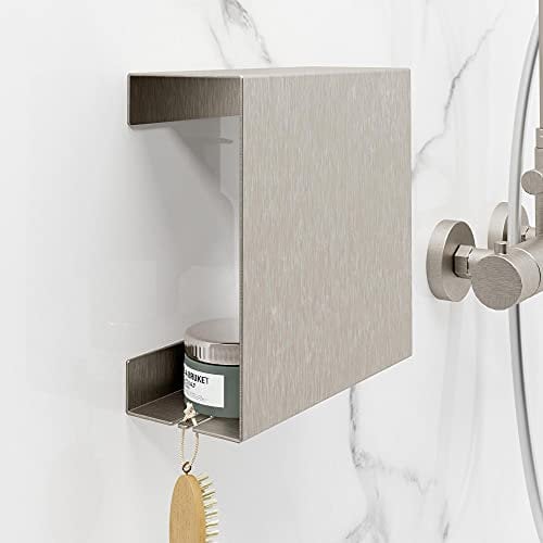 Schulte étagère douche autocollante, sans percer, 22.5 x 9.5 x 22.5 cm, aspect inox, rangement des affaires de la douche