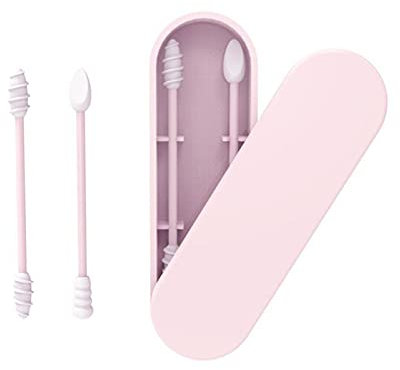 PETSOLA Kstyhome Tamponi di Cotone in Silicone Stick riutilizzabili Portatile e pulibile Ear Q-Tip Tamponi di Cotone ad attrito Ruvido per la Pulizia dell'orecchio Trucco 2 Pezzi