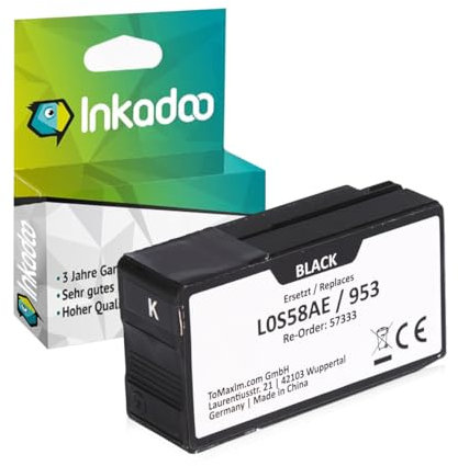 Inkadoo Kompatibel Tinte für HP L0S58AE / 953 Schwarz OfficeJet Pro 7700, 7720, 7730, 8200, 8700, 8720 ca. 1.100 Seiten Tintenpatrone, Druckerpatrone, Patronen, Druckertinte