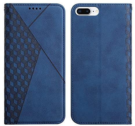 KOUYI Kompatible mit iPhone 6S Plus/iPhone 6 Plus (5,5 Zoll) Hülle, Retro Premium PU Leder Weich TPU Klapphülle Kartenfächer Magnetic Standfunktion Flip Wallet Shockproof Handyhülle (Blau)