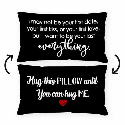 Sufamb Romantische Fernbeziehungsgeschenke, wendbarer Überwurf-Kissenbezug, Dekoration für Zuhause, Schlafzimmer, 30.5x50.8 cm, Kissenbezug für Freund, Ehemann, Hochzeit, Verlobungspaare (schwarz)