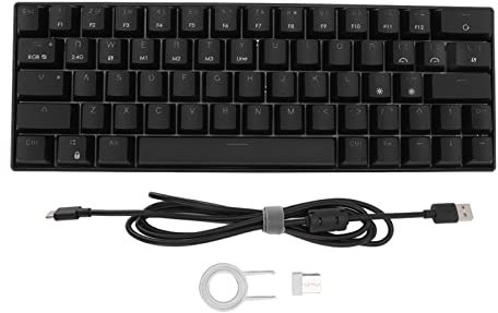 ciciglow Wireless RGB Mechanical Keyboard, Wireless 2.4G/BT 3.0, 5.0/Type c 3 Modes 64 Keys No Numpad Compact Gaming Keyboard N Key Rollover Wired Keyboard(Red Switch)