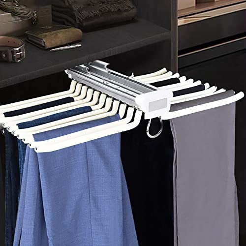 Hosenauszug Kleiderschran Edelstahl HosenbüGel Ausziehbar SchrankzubehöR DHL Hosenhalter Schrankauszug Kleiderschrank 22 Hosen KleiderbüGel Multifunktion GroßE HosenstäNder Schlafzimmerschrank/Beige