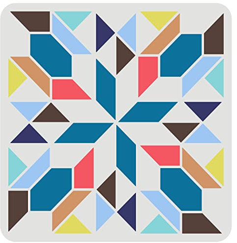 FINGERINSPIRE Scheunen Quilt Schablone 30x30 cm Wiederverwendbare Kaleidoskop Quiltblock Schablone Rautenmuster Schablonen zum Malen auf Terrasse, Bodenfliesen, Wand, Stoff, Heimdekoration
