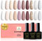 Yueshop Nude Pink Gel Nail Polishes- 10PCS White Nude Pink Grey Silver Glitter Gel Nail Polish Set, Long Lasting Gel Popular Nail Varnish Soak Off LED Nail Polish Gel For Salon Nail Art Design (8ML)