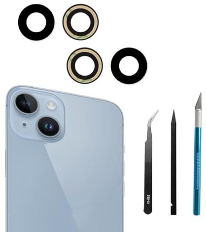 Dakexiong Rückkamera-Glaslinse Ersatz für iPhone 14/ iPhone 14 Plus, Kompatibel mit iPhone 14/14 Plus Back Rück Kamera Glas Linse Ersatz, mit Reparaturwerkzeug Kit