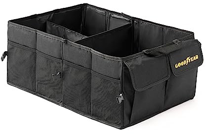 GOODYEAR Heavy Duty Collapsible Car Boot Organiser Tidy Storage Box Foldable, Black
