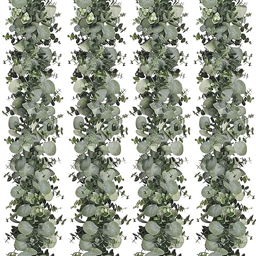 Dolicer 4 Packs 6FT Artificial Eucalyptus Garland Faux Greenery Garland