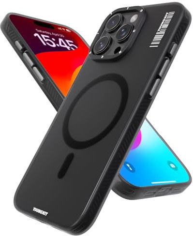 YOUNGKIT für iPhone 15 Pro Max Hülle für Magsafe (TOP Militärschutz & Magnetkraft) Exrem Haltbarkeit Hülle iPhone 15 Pro Max Case Stoßfest Samtige Touch Dünn Handyhülle Matte Schwarz, Guardian-Mag