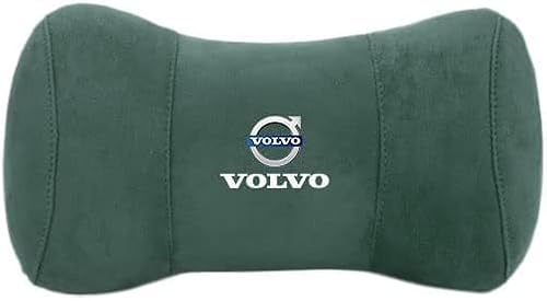 LICOME Auto Nackenkissen für Volvo S60 S80 S90 XC40 XC60 XC90 V40 V60 V70 V90, Auto Kopfstütze Sitzkissen Stützkissen, Weiche Bequeme Rückenkissen Lendenwirbelstützkissen Zubehör,D Green