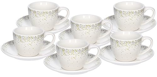 Tognana Astrid, set 6 tazze caffè con piatto, new bone china, Bianco