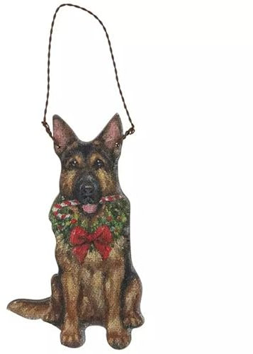 Dekofigur Schäferhund mit Kranz