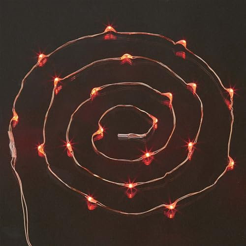 hellum LED Lichterkette rot Kupferdraht 2x, Draht Lichterkette Tauperlen 20 LED rot auf 1,05m beleuchteter Länge, Batterie (nicht inkl.) für Innen, Dekoration, 2 Stück 570755