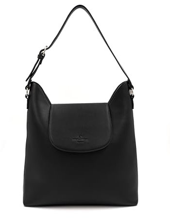 WIND & VIBES London Black Damen Shopper Taschen | Handtasche | Damen Umhängetasche mit individuell anpassbaren Taschenklappen | Hochwertige Kunstleder Tasche | Große Handtasche