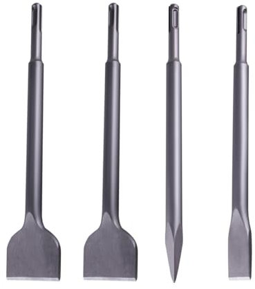 ONLISUM SDS PLUS Meißel Set, 2 verbreiterte Flachmeißel 50 mm + 1 Flachmeißel 20 mm + 1 Spitzmeißel (Länge 250 mm, 4 Stück)