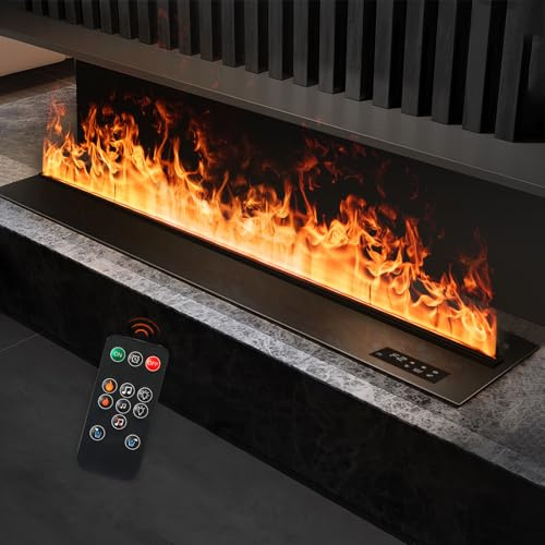Chimenea de vapor de agua empotrada con sistema de agua dual, color de llama y control remoto, 31.5 pulgadas de largo x 7.87 pulgadas de ancho x 8.27 pulgadas de alto