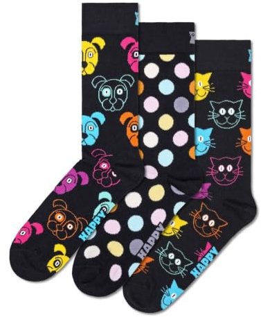 Happy Socks Animal Themed Crew Sock Gift Sets- Dog, Swan & Pigs- For Men and Women