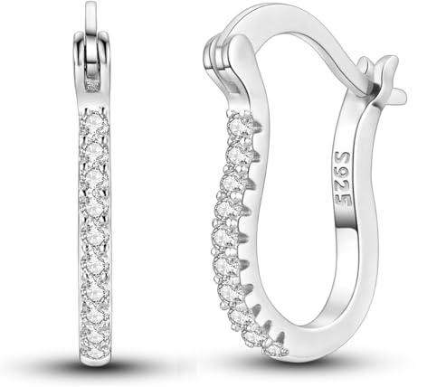 NARMO Ohrringe für Frauen 925 Sterling Silber Hufeisen Reifen Ohrringe Kristall Cubic Zirkonia Ohrringe