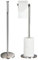 Crystals Toilet Roll Holder Free Standing - 2 in 1 Stainless Steel Toilet Paper Holder, Up to 5 Toilet Roll Storage - No Drill Toilet Roll Stand, Silver