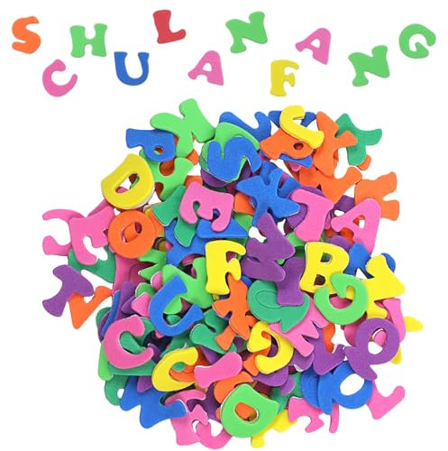 Neerow 390 Stück Moosgummi Buchstaben, Schaumstoff Buchstaben Aufkleber Bunt, Alphabet Selbstklebende Buchstaben Sticker für Schultüte Schulkind Kinder Schulanfang Einschulung