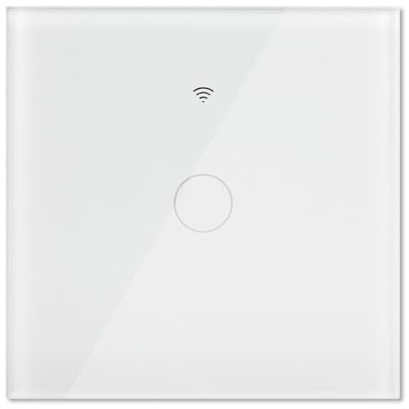 LLVE Wifi Smart Light Switch Work with Tuya, Smart Life Assistant,Wall White Single Touch Light Switch,Tempered Glass Panel with LED Backlight, 1-Gang 1-Way, 240V AC/300W