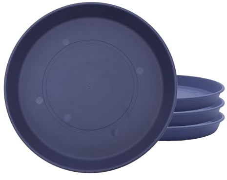 The HC Companies Round Prima Flower Pot Saucers - Plastic Plant Saucer for Outdoors & Indoors - Traditional Plant Pot Trays for Water Drainage -Durable Plant Tray (5-inch Twilight Blue, Pack of 4)