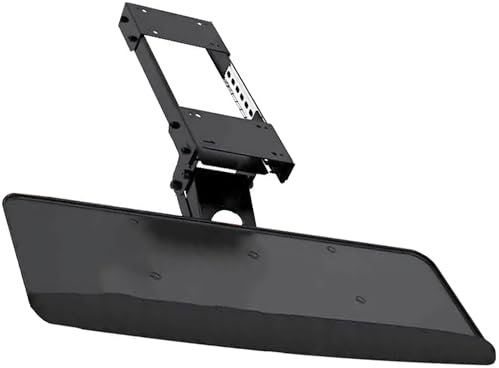 Under-desk Keyboard Tray, 360° Swivel And 30° Tilt Keyboard Holder, Adjustable Height Ergonomic Computer Drawer Platform，for Home Office ，Black，24x67cm(9.4x26.4in)