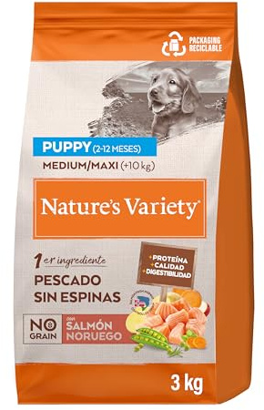 Nature's Variety No Grain Medium & Maxi Junior Hundefutter mit Lachs ohne Dornen – 3 kg