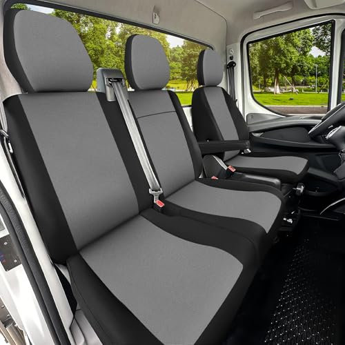 JUDANNA Sitzbezüge Auto für Iveco Daily VI 2014-2025 -2+1- Erste Reihe, Autositzbezüge Auto Schonbezüge Sitzbezüge Sitzschoner Sitzbezug Vordersitze, Schwarz & Dunkelgrau