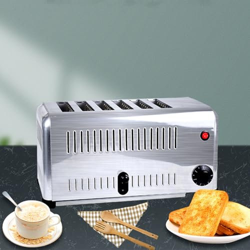 ZHJOPP Commercial Toaster Toaster 6 Pieces, Extra Wide Slot Bread Baking Machine With Timer Suitable For Bagel, Bread, Waffles, Brushed
