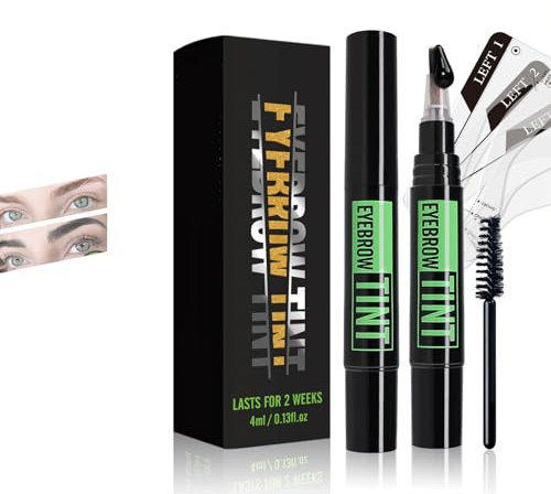 Eazerom 09 Gel De Cejas,Tinte de Cejas,Tinte de Cejas Fácil y Rápida Aplicación para Cejas Voluminosas y Definidas,Larga Duración y Color Natural,Gel De Cejas Tatuadas,02# BLACK
