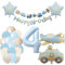 Deko 4. Geburtstag Junge Traktor Geburtstagsdeko 4 jahr Mädchen Luftballon 4. Geburtstag Pastel Blau Ballon Zahl 4 Party Deko