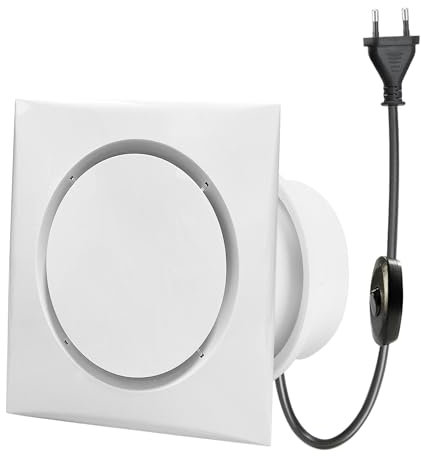 100mm Ventilateur de Salle de Bain avec Interrupteur, Ventilation des Salles de Bain et Toilettes avec Clapet Anti-Retour pour Cuisine, WC, VMC