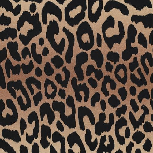 1m French Terry Sweatstoff - keine Meterware- Designs Sommersweat zum Nähen (Leoprint Light Brown F003)