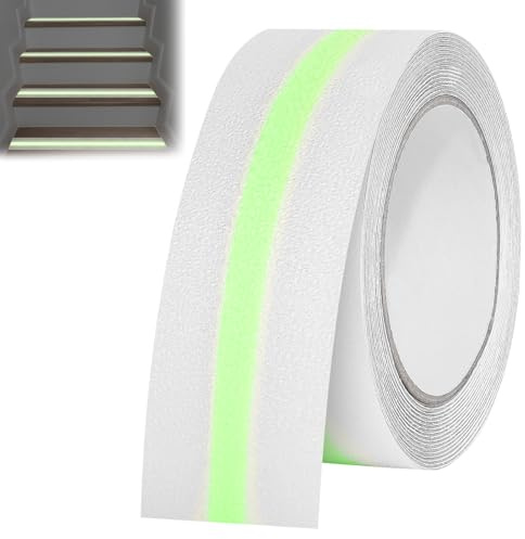 GOMETY Antirutsch Klebeband Leuchtet im Dunkeln, 5cm*10m Antirutschband Selbstklebend Sicherheit Klebeband, Wasserdicht Rutschfestes Fluoreszierendes Aufkleber im Dunklen leuchten