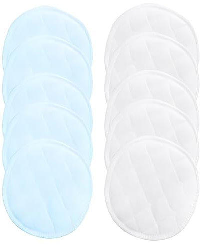 10 Pezzi Coppette Assorbilatte Coppette Assorbilatte Lavabili Riutilizzabili Pad Infermieristica Coppette Per Allattamento Lavabili In Bambù Organico Antiallergici Rilievi Reggiseni (Bianco E Blu