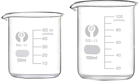 2 Stück Abgestufter Messbecher Glas 50ml und 100ml Glas Messbecher für Labor und Küche