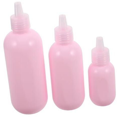 ERINGOGO 3pcs Bottled Hair Oil Bottle Monomer Bottle Applicator Bottle for Hair Squeeze Bottles for Liquids Empty Bottles for Oil Travel Squeeze Bottle Lash Shampoo Mousse Plastic Pink