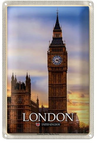 Metallschild | London | Big Ben | England | Dekoration | 12 cm x 18 cm
