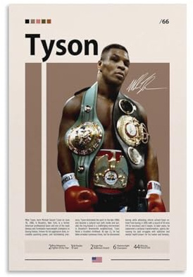 NFDVFHFRQ Signiertes Poster auf Leinwand, Motiv: Mike Tyson Boxing, Schlafzimmerdekoration, Landschaft, Büro, Raumdekoration, Geschenk, 30 x 45 cm
