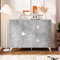 Merax Aparador de 120 x 35,5 x 94 cm con cajones, elegante, con 4 cajones, 4 puertas, armario moderno para salón, dormitorio, oficina, color blanco y gris cemento