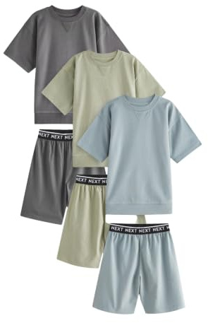 NEXT Jungen Kurzer Schlafanzug aus 100% Baumwolle, 3er-Pack
