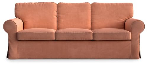 MASTERS OF COVERS Sofabezug kompatibel mit IKEA Ektorp 3-Sitzer Sofa, Ersatzbezug, handgefertigt, 218 x 88 x 88 cm (Cord, Staubiges Orange)