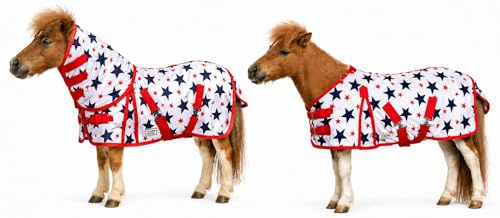 Fliegendecke Minishetty Shetty Welsh Fohlen Falabella 70 75 80 85 90 95 100 cm Sterne Mash Fliegenschutz Sterni Decke Fliegen Decke (100 cm)