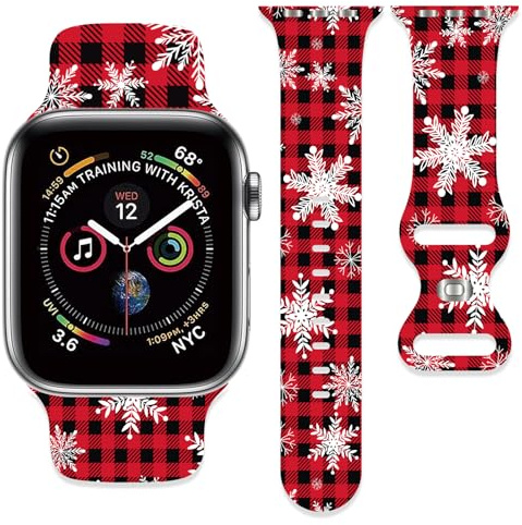 Christmas Strap Compatible with Apple Watch Band 38mm 40mm 41mm 42mm 44mm 45mm 46mm 49mm Men Women,Soft Silicone Sport Wristbands for iWatch Ultra Series 10 9 8 7 6 5 4 3 2 1 SE