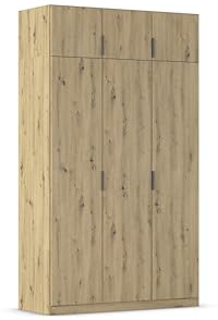Rauch Möbel LAGOA, Kleiderschrank, Farbe Eiche Artisan, Breite 136 cm | Schrank, Mehrzweckschrank, 6-türig, Zubehör Basic, für Schlafzimmer, Kinderzimmer, Babyzimmer, Homeoffice, Garderobe, Flur